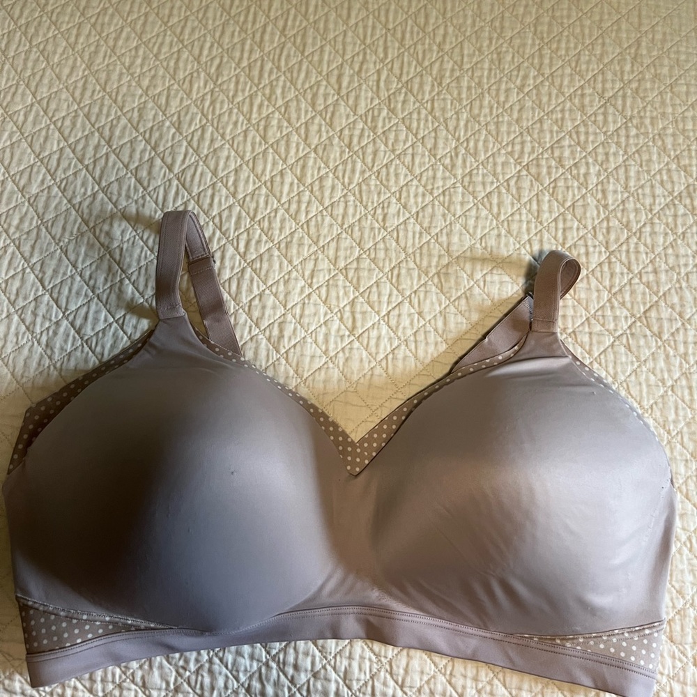 Olga’s Nude w/white polka dots Bra 2XL